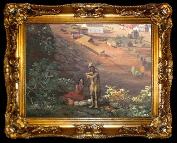 framed  John Mix Stanley Detail from Oregon City on the Willamette River, ta009-2
